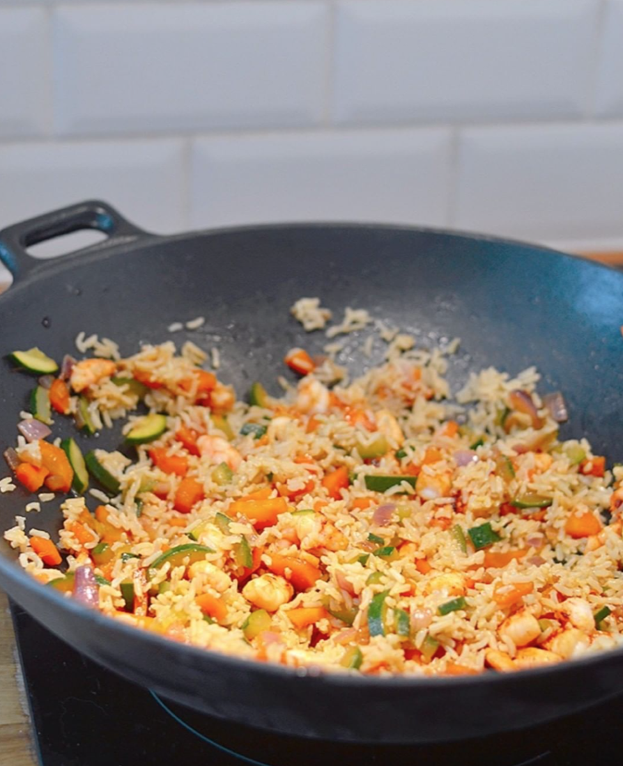 Recette wok de crevettes et légumes